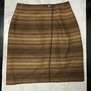 Abercrombie & Fitch Brown Striped Wool High Waist Mini Skirt Size Small